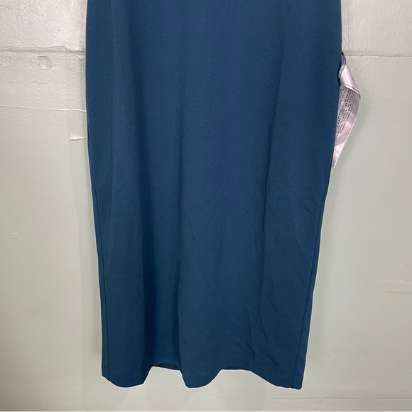 Nordstrom Dress The Population Vanessa Peacock Blue Halter Body Con Midi Medium - Picture 4 of 10